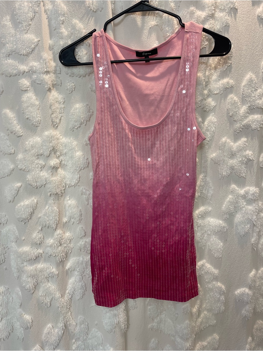 Y2K Express pink ombré sequin tank